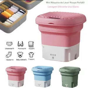 Mini Máquina De Lava Roupas Dobrável Balde Portátil Secagem Rápida Centrífuga Com Esterilizada U.V